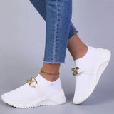 Knitting Flats Shoes for Women 2023 Autumn Fashion Chain Sports Shoes Woman Platform Slip on Socks Sneakers Plus