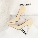 Breakj Retro High Heel Shallow Pointed Thin Heel Super High Heel Sexy Nightclub Women's Shoes High Heels Single