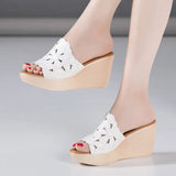 Heel Sandals Slippers Women Wear 2023 Summer New Style Muffin Thick Soles Waterproof Platform Fish Mouth Red High-Heeled