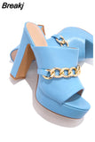 Shoes Women Platform Sandals Ladies High Heel Pumps Slippers Fluorescent Open Toes Thick Heel Fashion Female