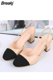 Shoes Wedding party Sandals Casual Shoes women Hot sale Summer Women Shoes Dress Shoes mid Heel Square