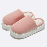 Warm Thick Sole Cotton Slippers Women Soft Bottom Non Slip Slippers for Home Flat Solid Color Indoor Slides Couple