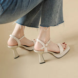 Breakj Summer Thick-Soled Women's Shoes With Fashion Square High Heels Coarse Heel Waterproof Table Barbie Powder Sandals
