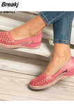 Women Sandals Summer Ladies Slides Shoes Leather Breathable Slippers Women Sandals Outside Casual Flats Retro