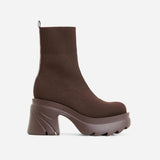 Size 43 Women Shoes Platform Boots Breathable Mesh Height Increasing Black Motorcycle Boots Women Fashion Chunky Sock