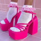 Top Quality Thick High Heels Women's Sandals Platform Brand Luxury Buckle Strap Dress Wedding Banquet Sexy Shoes