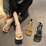 Heel Sandal for Women Med Suit Female Beige Summer Shoes Cross-Shoes High-heeled Medium Black Block Girls 2023 Fashion