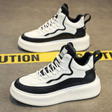 Sneakers High Top For Men Vulcanized Leather Shoes Platform Sneakers Fashion Mens Skateboard Shoes