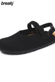 2023 New Summer Women Cork Slippers Buckle Non-slip Casual Closed Toe Sandals