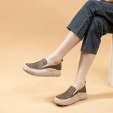 Women Hollow Sneakers 2023 Summer Thick Bottom Mixed Colors Genuine Cow Leather Platform Vulcanized