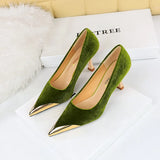 Breakj Fashion Sexy Nightclub Show Thin Wine Glasses With High Heel West Shi Velvet Shallow Metal Pointed Women's Singles