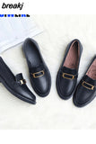 Women Flat Shoes Round Toe Lace-Up Oxford Shoes Woman Genuine Leather Brogue Women Platform Shoes Women Loafers