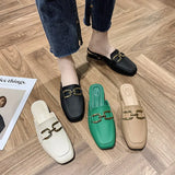 Women Summer Flip Flops Chain Square Toe Slippers Sandals Shoes Woman Casual Slides Mules Babouche Slippers Shoes