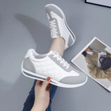 Women's Solid Color Casual Sneakers 2024 Trend Woman Lace Up Platform Soft Sole Walking Shoes Quilted Pattern Walking