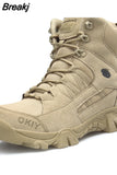 Men Military Boots Men Outdoor Cow Suede Ankle Boots Tactical Combat Boots Work Safty Shoe for Men Casual Waterproof Hiking