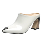 Summer 2023 New Women Slipper High Heel Sandal Shoes Ladies High Quality PU Leather Slides Pumps