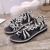 Size Summer Beach Sandals Women Clip Toe Rope Knot Flat Slippers