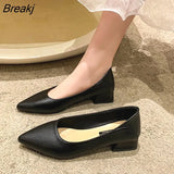 Fashion Exquisite Ladies Beautiful Solid Color Shallow Mouth Thick Heel Soft Sole Pointed Toe Heel Shoes Ladies High