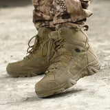 Men Military Boots Men Outdoor Cow Suede Ankle Boots Tactical Combat Boots Work Safty Shoe for Men Casual Waterproof Hiking