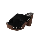 New Fashion Slippers Fashion Rivets Open Toe Trendy Women Shoes Thick Heels Middle Heels Women's Slippers Plus