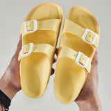 Sandals Women 2022 Summer Thick Bottom Flat Platform Candy Color Two Buckle Mule Slippers Plastic