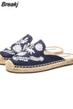 China Beijing Cloth Shoes Women Flats Summer Loafers Luxury Elegant Casual Espadrilles Slippers Demi-season