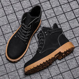 Winter Men's Boots High-Top Work Shoes Velvet All-match Snow Boot Men's British Short Boots Warm Men's Casual