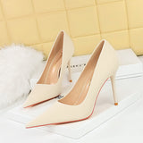 Breakj Korean Version Of Fashion Delicate Show Thin And Sweet High-Heeled Shoes With Super High Heel Shallow Mouth Pointed Single Shoes Women's