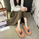 Bow Tie Wool Slippers Lovers Wear The New Korean Version Of Thick-Soled Household Cotton Slippers In Autumn And