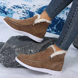 Size Thick Plush Snow Boots Women Faux Suede Flat Heels Fur Winter Shoes Woman Slip On Keep Warm Ankle Botas Femininas