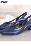 closed toe jelly sandals women pointed toe chunky med high heels flip flops slingback casual candy skidproof beach