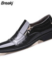 Men Oxford Business Shoes Soft Casual Leather Shoes Breathable Men's Pointy Loafers Flats Zip Shoes Slip-on Driving