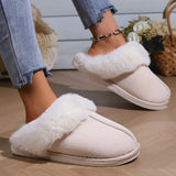 Winter Warm Fur Indoor Home Slippers Women Fluffy Comfort Soft Bedroom Slippers for Couples Flat Non Slip House Shoes