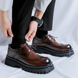 Breakj 2024 New Platform Derby Shoes Block Casual Shoes British Port Wind Leather Shoes Niche Fashion Premium