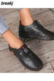 New Autumn Casual Women Shoes Platform Loafers 2023 Lace Up Leather Flats Slip-On Mom Shoe Mujer Zapatos Chaussure
