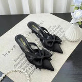 Breakj Wind Pink Cool Drag Girl 2024 Spring And Summer French Sharp Bow Knot High High And Half Bag Head