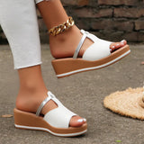 Open Toe Women's Wedge Sandals White Summer Fashion Breathable Comfortable Sandals Woman Buckle Female Footwear Woman
