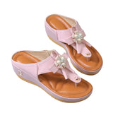 Breakj Women's Shoes 2023 Summer Beach Clip Ringtoe Flowers Platform Sandals Large Size