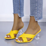 Strange High Heels Sandals Women Summer 2021 Plus Size Weave Female Slippers Fashion Yellow Open Toe