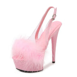 Breakj MAO Hair Hate Day High Nightclub Heel Stiletto 15CM Car Model Sandals Female Runway Steel