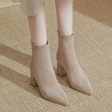 Spring and Autumn New Fashion Pointed Matte Leather High Heels for Wearing Women's Elastic Boots Comfortable Single