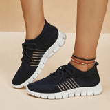 Breathable Knitted Sport Sneakers Women 2023 Autumn Plus Size Soft Soft Walking Shoes Ladies Slip On Mesh Casual