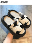 2023 New Summer Women Fashion Holiday Platform Slipper Zebra Casual Waterproof Med Heel Outside Slides