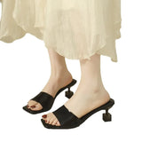 Breakj Summer New One-Word French Simple And Comfortable Gentle Evening Wind Retro High-Sliflip Slippers