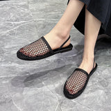 and The United States Hollow Mesh Small Weave Roman Sandals New Fashion All Round Head Flat Baotou Drag