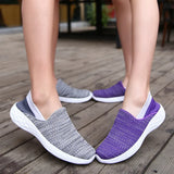 Breakj Spring New Flying Women's Shoes For The Elderly Walking Shoes Light Flat Leisure Shoes Comfortable Lazy