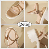 Size 34-39 Women Sandals Rome Real Leather High Heels Summer Shoes For Women 2023 Trend Ankle Strap Platform