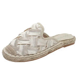 Rubber Flip Flops Loafers Female Shoes Flower Slippers Casual Slides Hawaiian 2023 Luxury Flat Round Toe Hoof Heels Fabric
