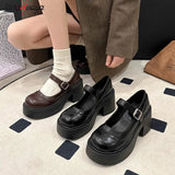 brown Lolita Shoes Platform Mary Janes Shoes Women's School Uniform Jk Student Shoes Women Girl Round Toe Oxford