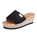 Summer Platform Slippers for Women Fashion Casual Hemp Wedges Sandals Thick Sole Open Toe Outdoor Beach Woman Walking